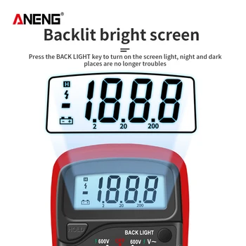 ANENG AN8205C Multimetru Digital Portabil de Înaltă Precizie Ampermetru Volt Ohm Metru Tester cu Termocuplu LCD cu Iluminare din spate