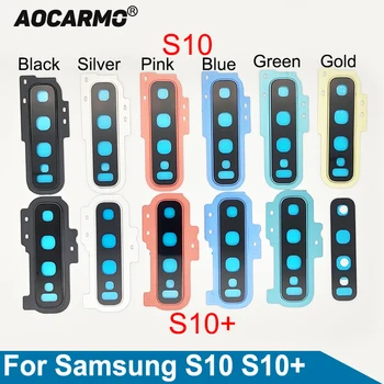 Aocarmo Pentru Samsung Galaxy S10 Plus S10+ Spate Aparat De Fotografiat Lentilă De Sticlă Cu Cadru Inel De Acoperire Autocolant Adeziv Piese De Schimb