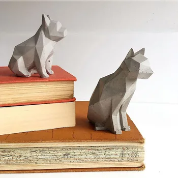 Beton Decor Mucegai Silicon Pisică Și De Câine Forma De Creatie Geometric Origami Design Cat Mucegai Bulldog Estetice Decor Acasă