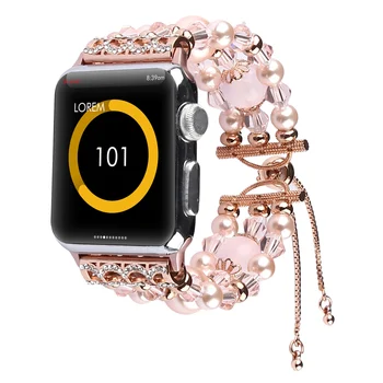 Bling Pearl Margele Brățară de Piatră Curea pentru Apple Watch Band Serie SE 6 5 4 3 2 1 40MM 44MM 38MM 42MM curea de Ceas pentru femei