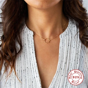 BOAKO Argint 925 Bijuterii Colier Pentru Femei 2020 Geometrice Benzi Colier Farmece Lanțuri de Bijuterii Fine Cravată Bijoux Femme #19