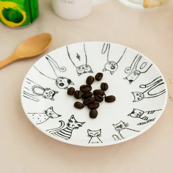 Cat de Ceramică Placă de Cina, Desert, Aperitiv Salata Friptura Farfurie de Servire Petrecere de Familie Pisica Serie Platou de mic Dejun Tacamuri XH8Z