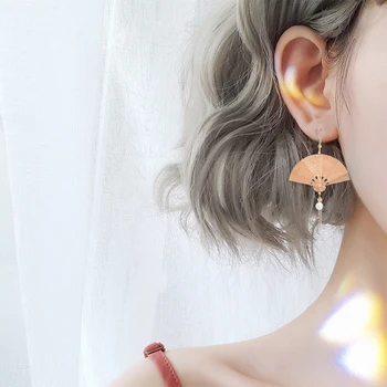 Cercei pentru Femei Stil Chinezesc Tassel Cercei Perla de Aur Ventilator Inel Legăna Picătură Pendientes de sex Feminin Accesorii Bijuterii