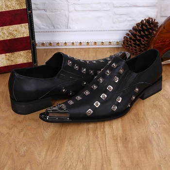 Christia Bella Noua Moda De Metal A Subliniat Toe Oameni De Partid Pantofi Din Piele Nit Om Stil Britanic Pantofi Plus Dimensiune Pantofi De Sex Masculin