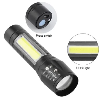 COB LED Lanterna cu Zoom Lanterna Super-Luminos rezistent la apa Portabile Lanterne Tactice Clip de Buzunar Lumina de Lucru Pentru situații de Urgență