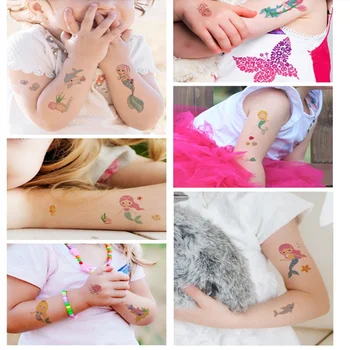 Copii Autocolante Tatuaj Set Impermeabil de Protecție a Mediului Sirena Rechin Masina Mini Drăguț Desene animate Fata Temporară Autocolante