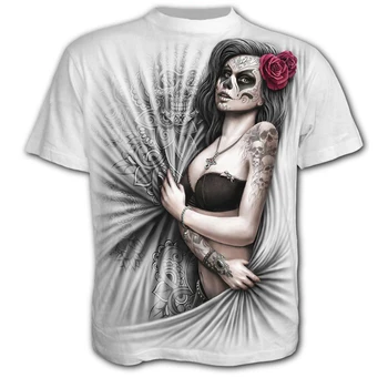 Craniu înfricoșător pentru Bărbați T-Shirt pentru Bărbați Punk 3D Tricouri de Vară de Moda Topuri O-neck T-shirt Îmbrăcăminte pentru Băieți Mari Dimensiuni Streetwear