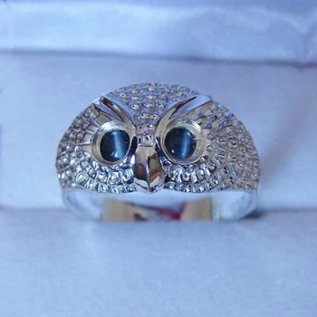 De moda de Argint de Culoare Drăguț Bufnita Deget Inel Albastru Imitatie Opal Ochii Simplu Animal Bijuterii Accesorii Inele pentru Femei cadouri