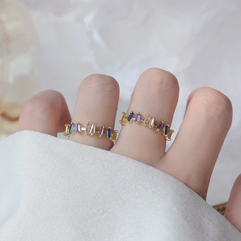 Delicate Bijuterii Placat cu Aur 14K Reglabil Cristal Inele pentru Femei Multi-culoare Zircon Inele de Logodna