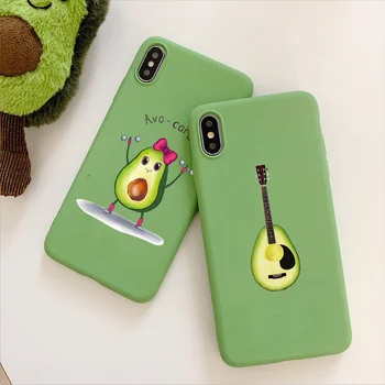 Desene animate Verde Avocado Telefon Caz Pentru iPhone 12Mini 11 Pro Max 5 5s 6 6s 7 8 Plus SE 2020 XR X XS MAX Moale Silicon TPU Capacul din Spate