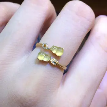 Design Original dublu de plante tărtăcuță calcedonie diamant inel deschis Chineză retro de lux lumina farmec pentru femei bijuterii de argint