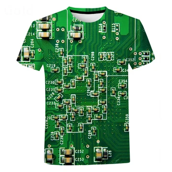 Design personalizat cip electronic Hip Hop T-shirt pentru bărbați 3DT tricou Harajuku stil Harajuku vară cu mânecă scurtă tricou