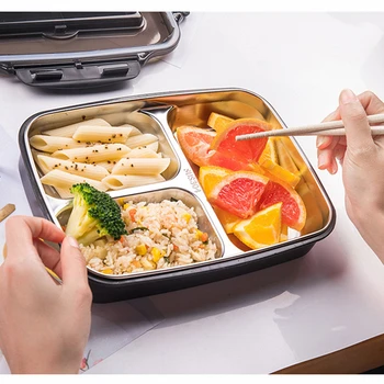 Din Oțel inoxidabil 304 Cutie de Prânz Cu Lingura etanșe Masa Bento Box Set de Cină Copii Adulți Container pentru Alimente