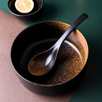 FANCITY Japoneză Castron de Taitei Instant Veselei din Sala de Mese Tacamuri Salata Castron Ceramic Aduce din Lemn, Lingura din Lemn, Bețișoare.
