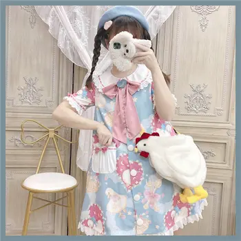 Fata dulce Lolita Rață Picnic Cutie de Imprimare Kawaii Vara Rochie de Femei 2021 Lolita de zi cu Zi Rochii de Petrecere, Costume de Haine