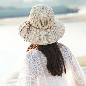 Femeile Pliabil Pălării de Paie Doamnelor Capac la Modă UV Proteja Plaja Palarie Casual sex Feminin de Călătorie Găleată Pălării