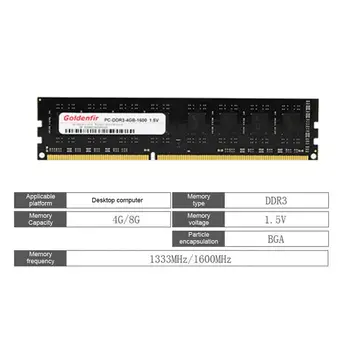 Goldenfir DDR3 Memorie RAM DE 4/8GB 240Pin Computer Desktop PC de Memorie Placa de baza 1333/1600MHz ECC Nu 1.5 V DDR3 Memorie RAM Module