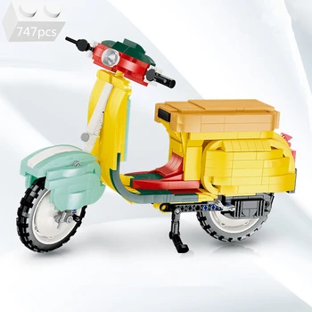 High-tech Seria Vespa P200 Motocicleta de Asamblare Model Blocuri Kit Cărămizi de Învățământ Motocicleta Jucării Pentru Copii Cadouri