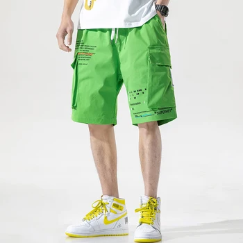 Japoneze noi de vara noi scule pantaloni barbati casual pierde scrisoarea jogging Codrin marfă scurt homme pantaloni scurți de Înaltă talie supradimensionat