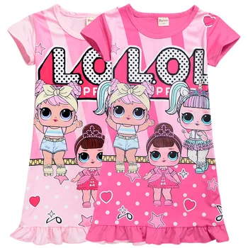 L. O. L. SURPRIZĂ! Fata Dulce cămașă de noapte Rochie de Desene animate pentru Copii Lol păpuși de Imprimare Rochii pentru Copii din Bumbac Casual Uzura Acasă Haine
