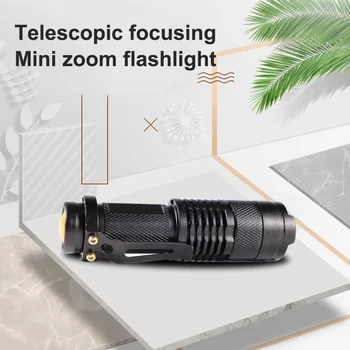Lanterna EDC Echipat Cu Ultra Tactică Clară Lumină din Aliaj de Aluminiu rezistent la apa Mini Zoom Lanterna Cu Telescopic Focus