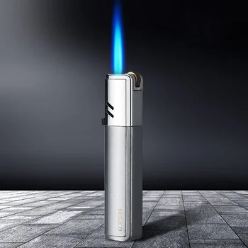 Lanterna Windproof Gaz Bricheta Metal, Brichete Fâșie Lungă Portabil Țigară, Trabuc Brichetă Mic Pistol De Pulverizare Cu Flacără Albastră