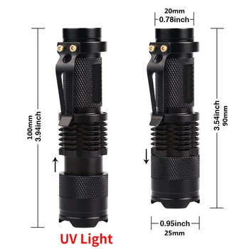 LED Lanterna UV Ultraviolete Lanterna Cu Zoom Mini Lumina UV animale de Companie Petele de Urină Detector Scorpion Tabăra de Vânătoare Lumina