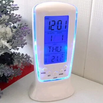 LED-uri digitale Ceas Deșteptător cu Calendar Temperatura lumina de Fundal Albastru Calendar Electronic Termometru Birou AAA Alimentat Ceasuri de Masa