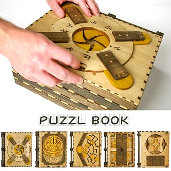 Lemn DIY Puzzle Carte Nook Codul lui Da Vinci Codex Silenda Frământa Jucarii Educative Debloca Jucării, Cadouri pentru Copii, Adulti
