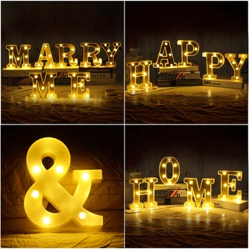 Luminos Scrisoare De Lumină Led-Uri Creative 26 Alfabetul Englez Numărul Petrecere De Lumină Lampă Cu Led-Uri Baterie Romantic Decor Nunta Picătură Navă
