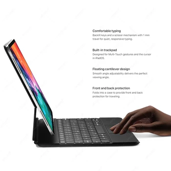 Magic Keyboard Caz pentru Apple iPad Pro 12.9 2020 2021 2018 rusă, arabă, ebraică, coreeană spaniolă engleză franceză TrackPad Tastatura