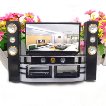 Mini Hi-Fi 1:6 TV Home cinema Cabinet Set Combo Pentru Haine Papusa Rochie de Accesorii Mobilier Casa de Jucarii pentru Copii New Sosire