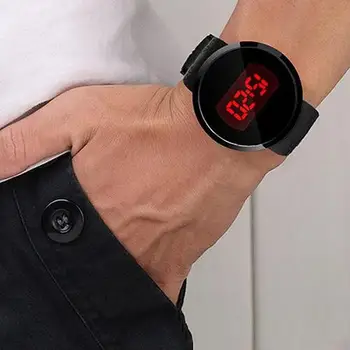 Moda Barbati Electronice Impermeabil LED Rotund Touch Ecran Ceas de Zi Data de Silicon Încheietura Ceas digital ceas sport uita-te la Noi