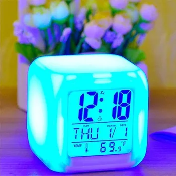 Multi-Funcția de LED-uri Digitale Ceas Deșteptător Portabil Schimbare de Culoare Digitale Stralucitoare Ceas Deșteptător Dormitor Desktop Ceasuri Pentru Copii