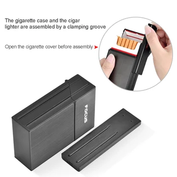 Noua 20-pack de Încărcare bricheta + tabacheră Metalică USB Acuzat Electronice Bricheta Creative Cutie de Țigară Țigară Titular
