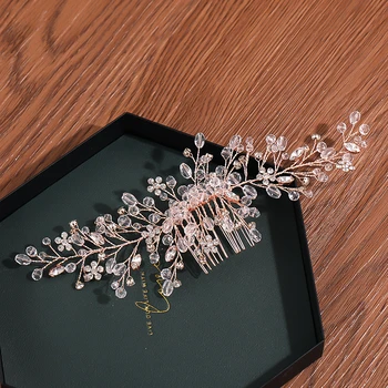 Noul Manual De Argint De Culoare Rose Gold Tiara Piepteni De Cristal Stras Piepteni De Par Mireasa, Accesorii De Mireasa Femeile Bentițe