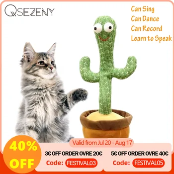 Pisica amuzant Câine Jucării Dans Cactus Electronice Jucarii de Plus Răsucire Cântând Vorbesc Noutate Muzică Amuzant luminescente Jucării pentru animale de Companie