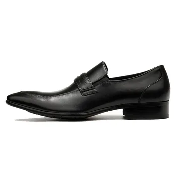 PJCMG Primavara/Toamna Struț Stil Mocasini Negru a Subliniat Toe Slip-On Piele naturala Nunta Oxford Rochie Office Mens Pantofi