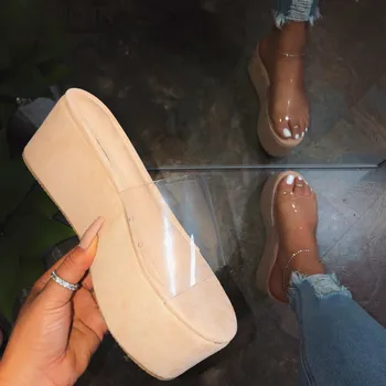 Platforma Plus Dimensiunea Femei Pantofi 2021 Noi Transparente Sexy cu toc Înalt de Vara pentru Femeie Sandale Colorate Unic Sandalias Mujer