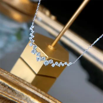 QTT Bijuterii Strălucitoare Alb Cristal Pandantiv Coliere Argint 925 Lanț Colier Pentru Femei, Cadou de Nunta