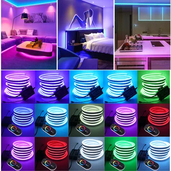 RGB Lumina de Neon Banda 220V 5050 Impermeabil în aer liber de Iluminat Neon Flex Panglică de Control de la Distanță Benzi cu LED-uri Semn de Neon Decor Acasă