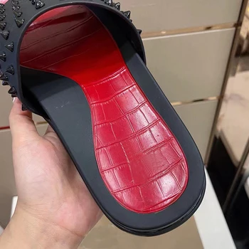 Roșu de vară Jos Împânzit Papuci Barbati Slide-uri de Sandale de Designer de Înaltă Calitate Interior Si Plaja Platforma Pantofi de sex Masculin