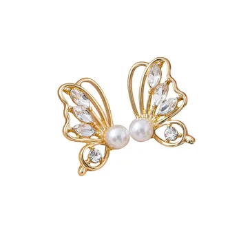 S925 Argint Moda coreeană Fluture Cristal Cercei Drăguț Dulce Super Zână Pearl Cercei pentru Femei
