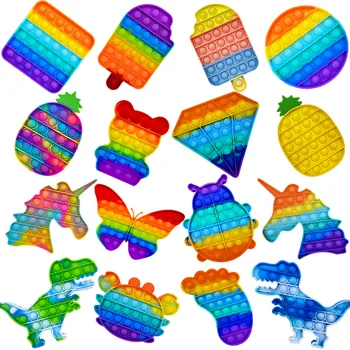 Se Frământa Reliver Stres Jucarii Bubble Curcubeu Jucării Antistres Simplă Gropiță Senzoriale Jucărie Pentru A Calma Autism Transport Gratuit