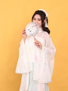 Semi-Transparent cu Mâner Lung Circulară Copii Fan vechi Fan de Dans de Vară de sex Feminin Stil Chinezesc Han Costum Cheongsam