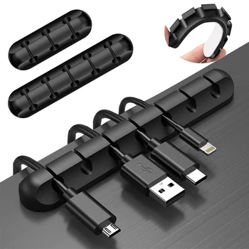 Suportul de cablu Silicon Organizator de Cablu Bobinator Desktop Ordonat Management Clipuri Suport pentru Cablu USB Mouse Tastatura cască setul cu Cască