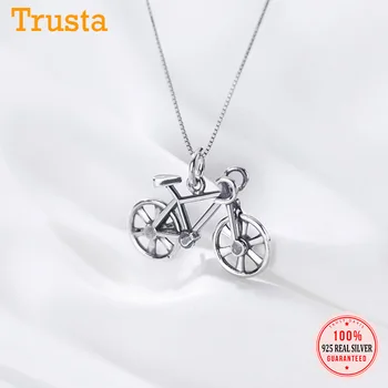 TrustDavis Real Argint 925 Personalitate de Moda de Biciclete Cravată Colier Pentru Femei Nuntă de Ziua Mamei Bijuterii Fine DB470