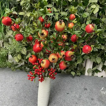 Una Artificială Poemgranate Fructe Stem Fals Verdeață Planta Poemgranate Ramură de Copac pentru Nunta, Aranjamente Florale, Decor