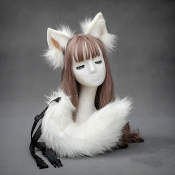 Urechi De Animale De Păr Cerc De Pluș Urechi De Câine Coada Lolita Frizură HairBand Realizate Manual De Halloween Cosplay Costum Rochie Fancy Anime