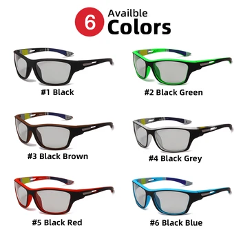 VIVIBEE Bărbați Fotocromatică ochelari de Soare Sport Mat Albastru Cadru Negru Polarizat Culoare Schimbare UV400 Ochelari de protecție